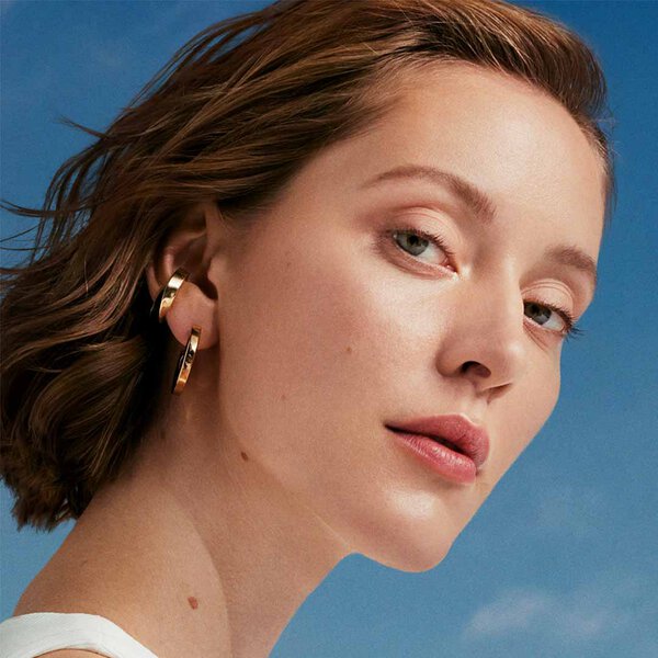 Woman face with healthy complexion product illustration
