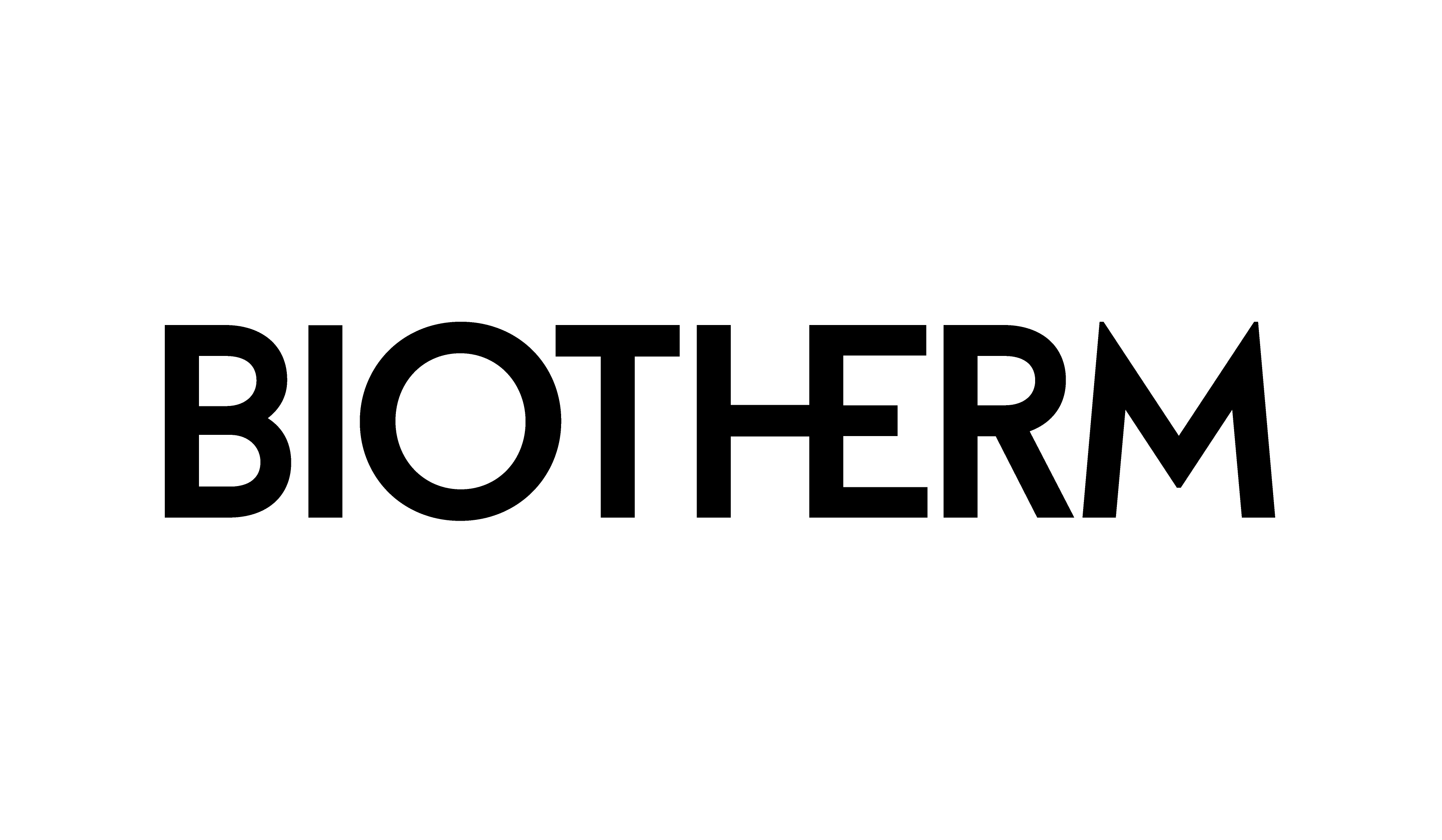 Logo BIOTHERM en lettres majuscules blanches sur fond noir.